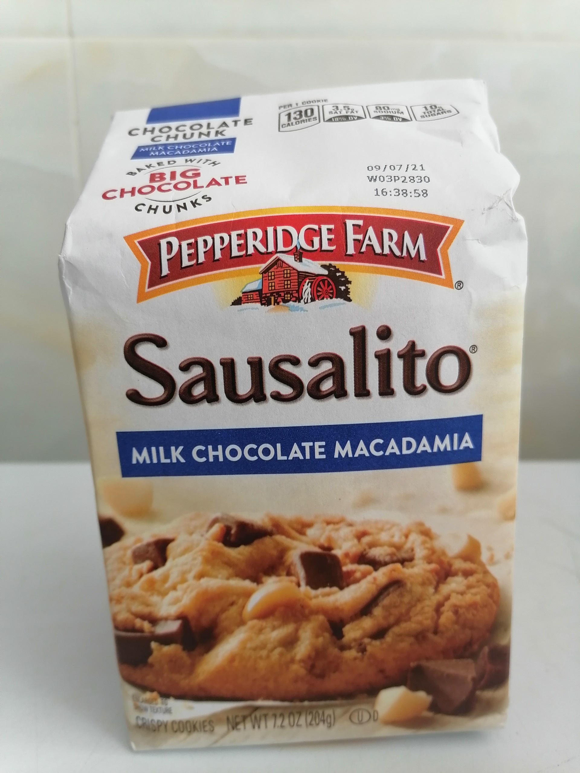 204g Sausalito Bánh quy sô cô la sữa & hạt mắc ca USA PEPPERIDGE FARM Milk