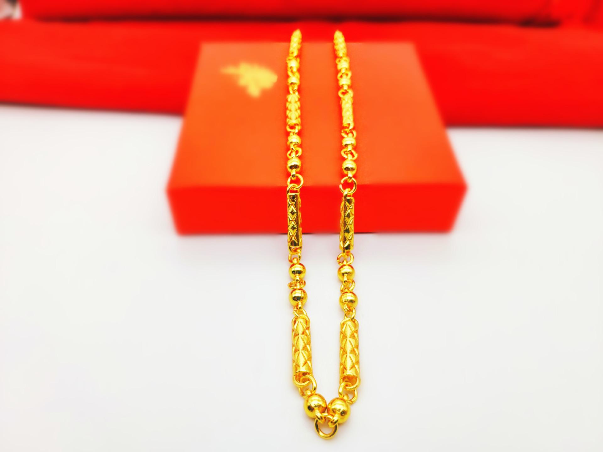 Dây chuyền nam mạ vàng 24k ống trúc tròn