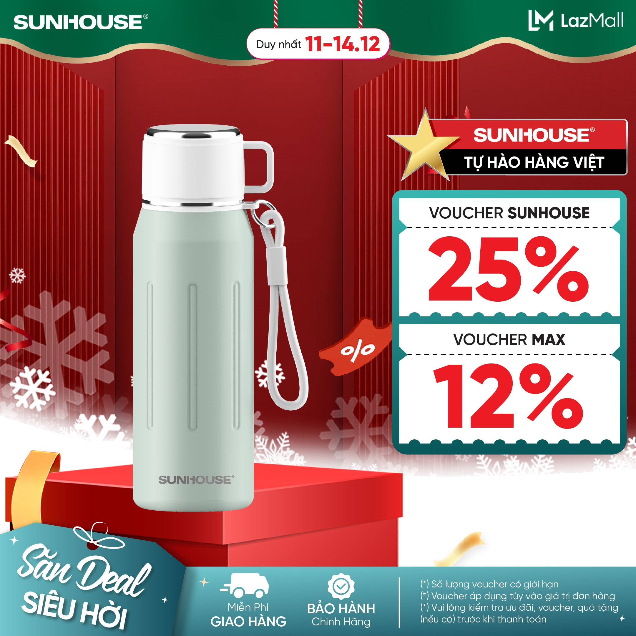 Bình giữ nhiệt Dual Sip 750ml Sunhouse  KS-TU750DG - Inox 316 cao cấp - Giữ nhiệt tới 10h - Cốc uống tiện lợi
