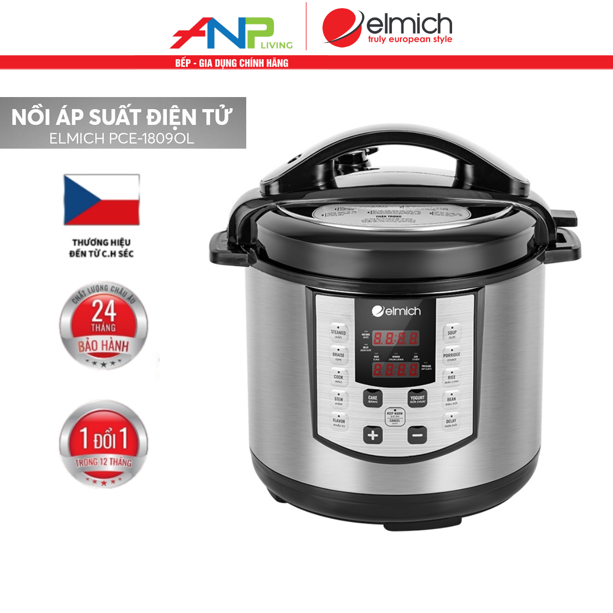 Nồi áp suất điện 10 chức năng elmich pce 1809ol - hàng chính hãng