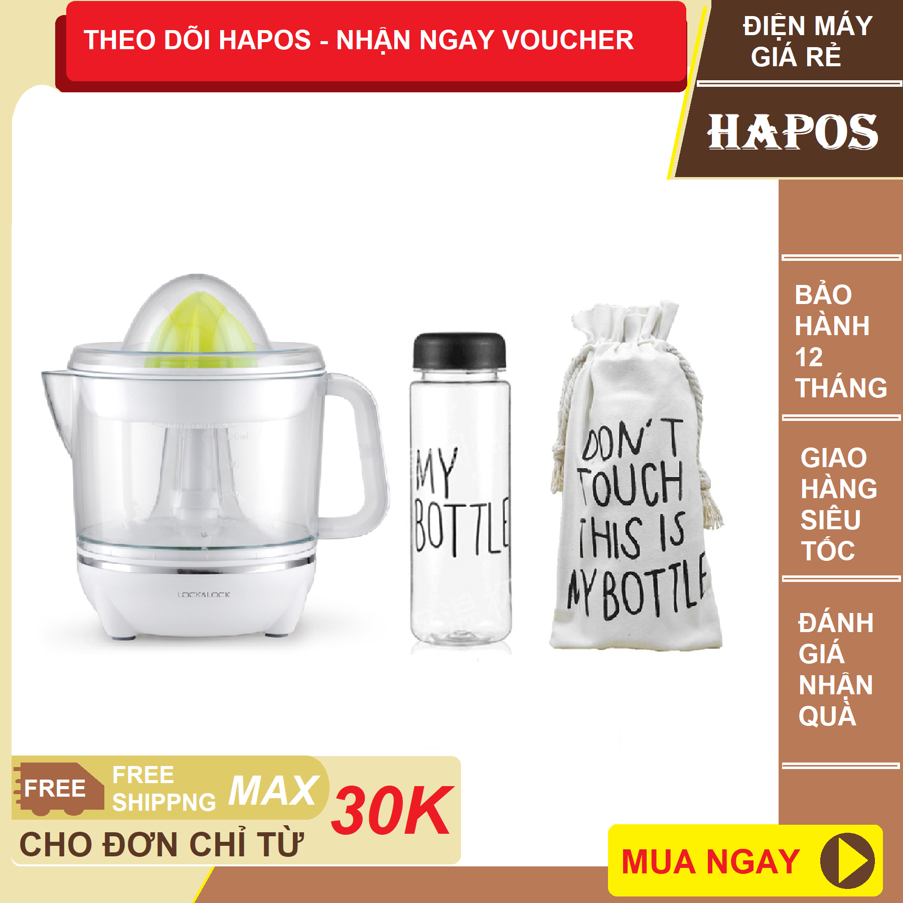 Máy vắt cam lock&lock ejj231 kèm bình detox thuỷ tinh