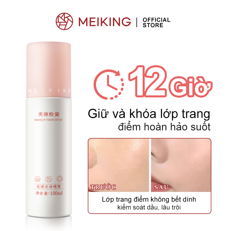 MEIKING Xịt Khóa Trang Điểm Cố Định Lớp Make Up 12 Giờ Căng Bóng Lâu Trôi Cấp Nước Kiềm Dầu No Alcohol 100ml