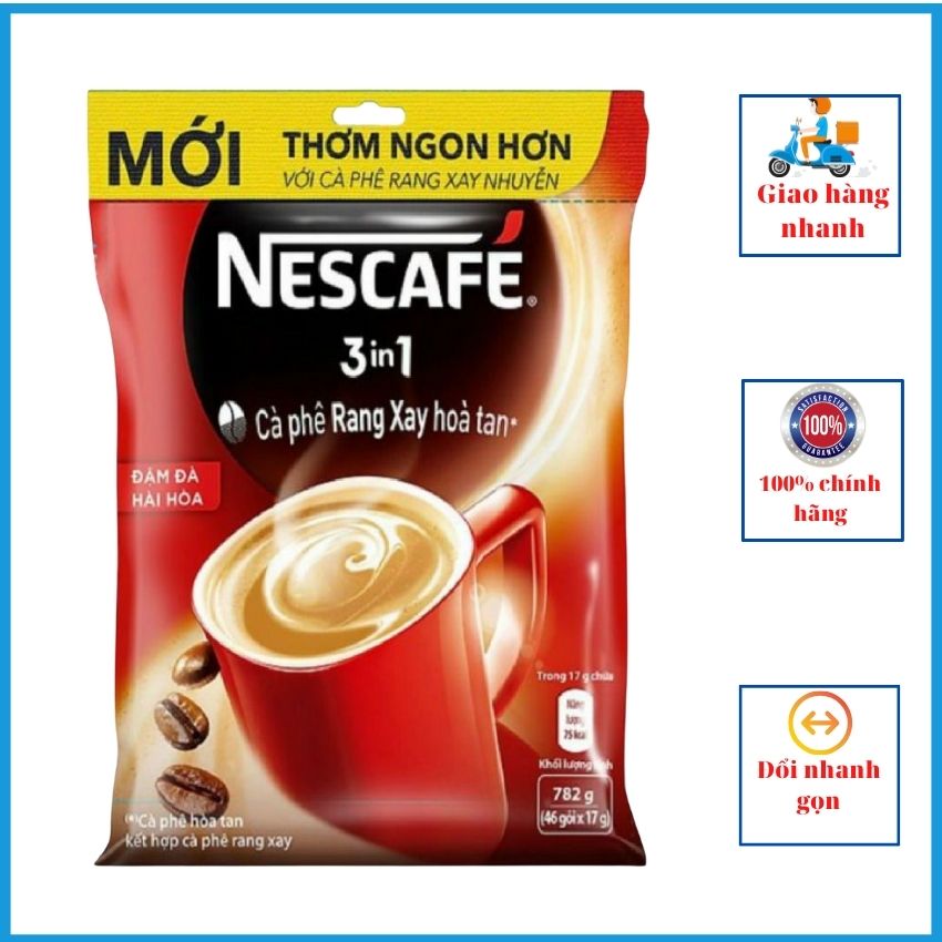 [HCM]NESCAFE 3in 1 Rang xay hòa tan đậm đà 782G  46gói X17g MNCF01