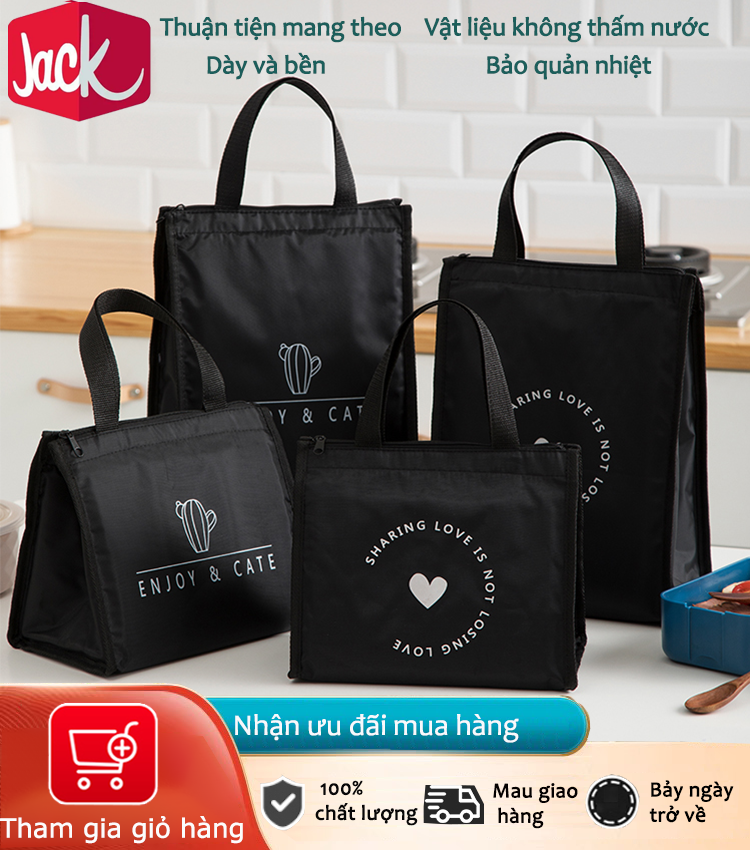 Jack Hộp cơm trưa xách tay túi giữ nhiệt Cách nhiệt không thấm nước và chống dầu Túi tote công suất lớn