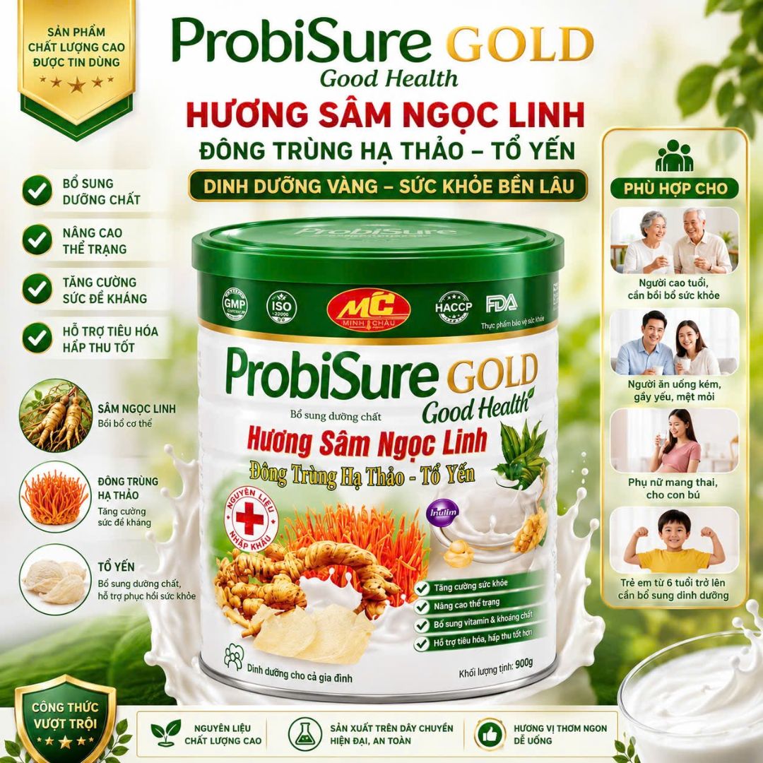 Thực phẩm chức năng ProbiSure Gold Good Health - Hương Sâm Ngọc Linh - Dành cho người từ 10 tuổi trở lên - Sản phẩm chất lượng - Nguồn gốc rõ ràng - Tư vấn tận tâm