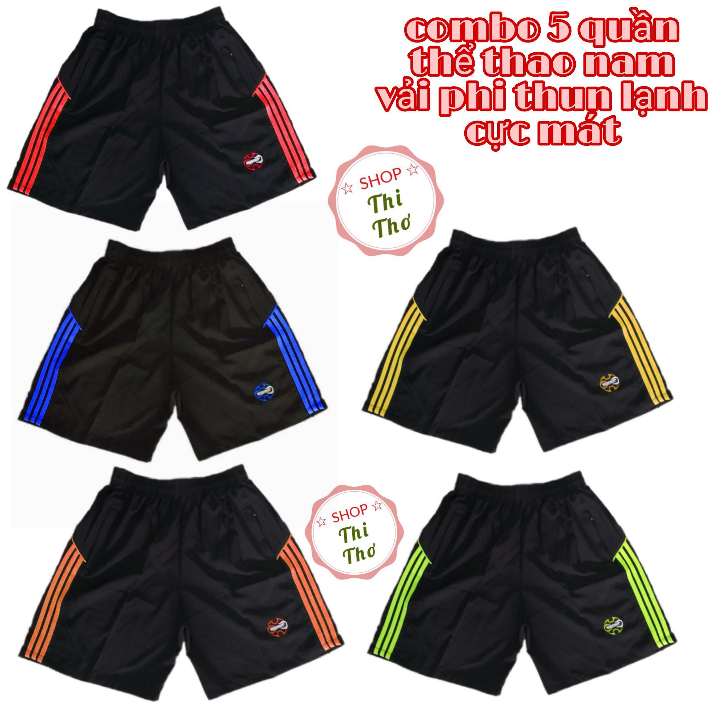 Combo 5 quần đùi thể thao nam vải thun lạnh 3 sọc cực đẹp cực mát