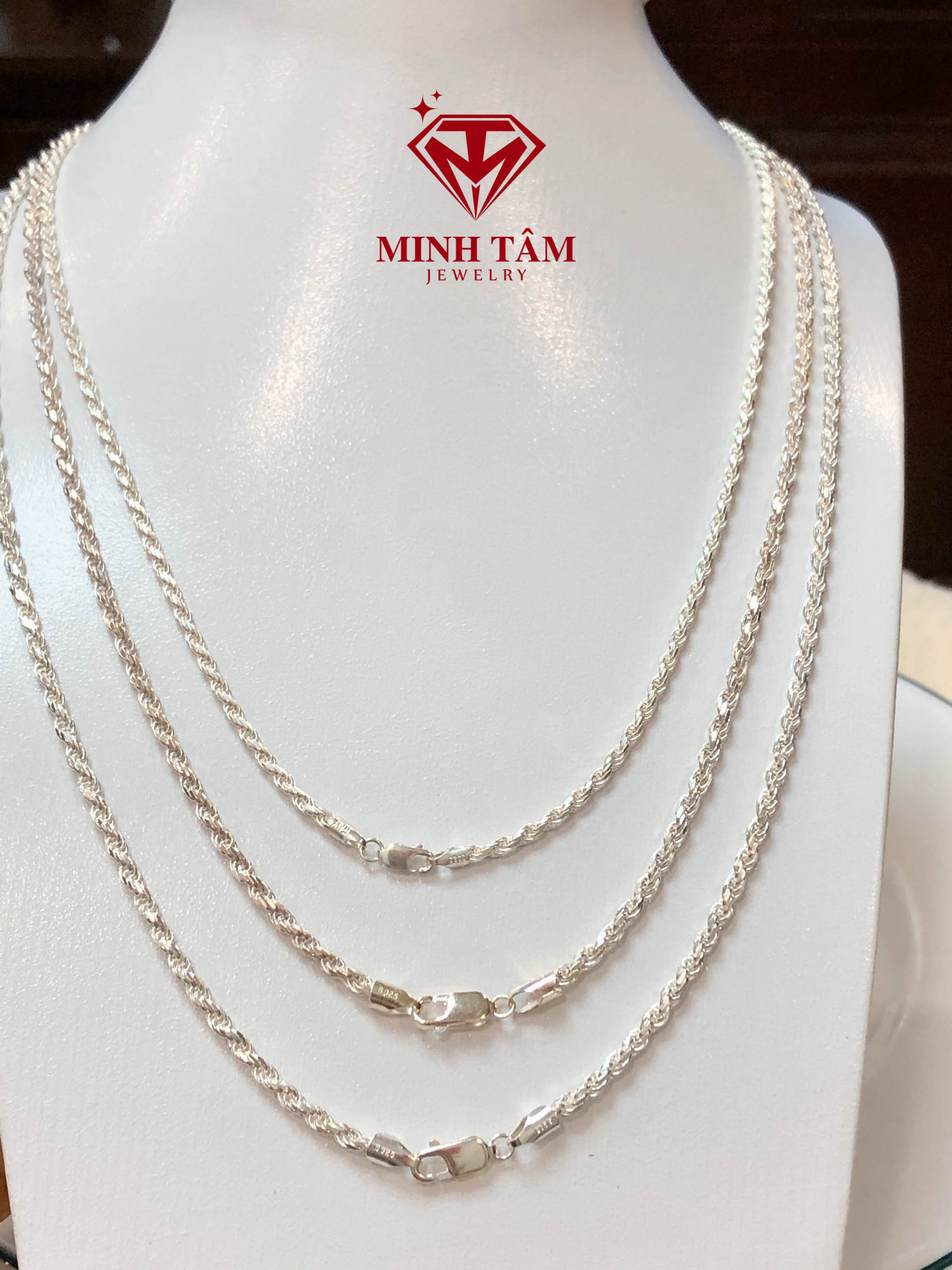 Dây chuyền nam bạc Minh Tâm Jewelry dây xoắn thừng bạc Italy 925