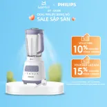 Máy Xay Sinh Tố Philips HR2222/00 (Trắng)|700W| - Cối Thủy Tinh 1.5L- Đi Kèm Cối Xay Gia Vị Nhỏ - 5 Tốc Độ Cài Đặt Sẵn - Nghiền Mịn Đá, Nhanh Gấp 2 Lần - Hàng Phân Phối Chính Hãng