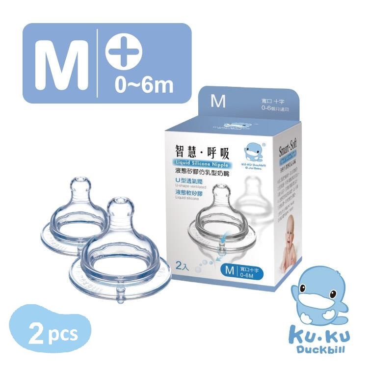 Ty thay bình sữa cổ rộng dòng chảy chữ thập size M KUKU KU5256 hộp 2 cái