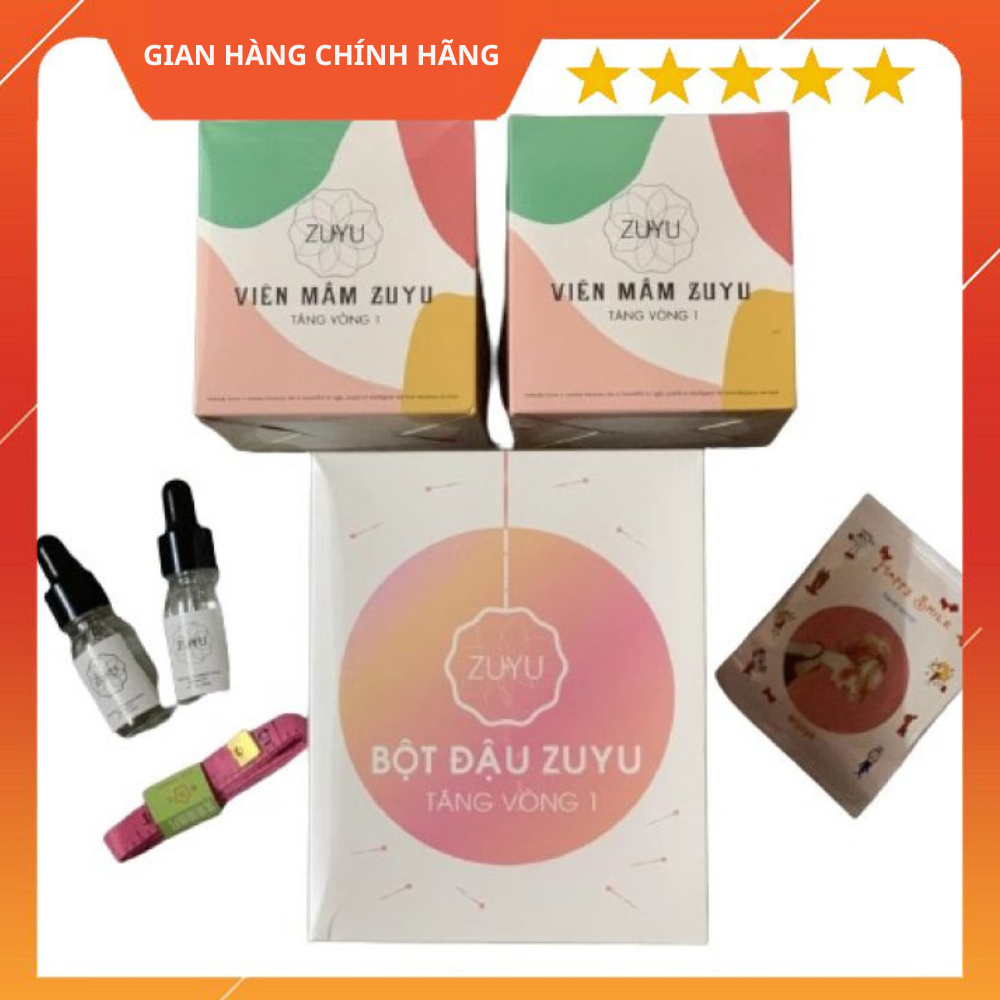 Combo ZuYu Tăng vòng 1 💗Tặng Kèm Serum Massage Ngực + Thước Đo + Mặt Nạ Rwine Beauty ( Kết Hợp Giữa Viên Mầm Và Bột Đậu )