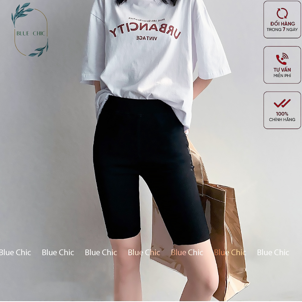 Quần legging lửng Blue Chic cạp chun vải cao cấp thun ngố nữ co giãn tốt dáng ôm