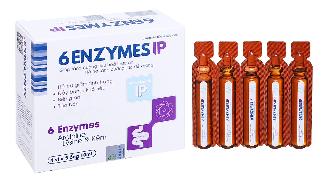 Siro 6 Enzymes IP tăng cường tiêu hóa, tăng đề kháng hộp 20 ống x 10ml