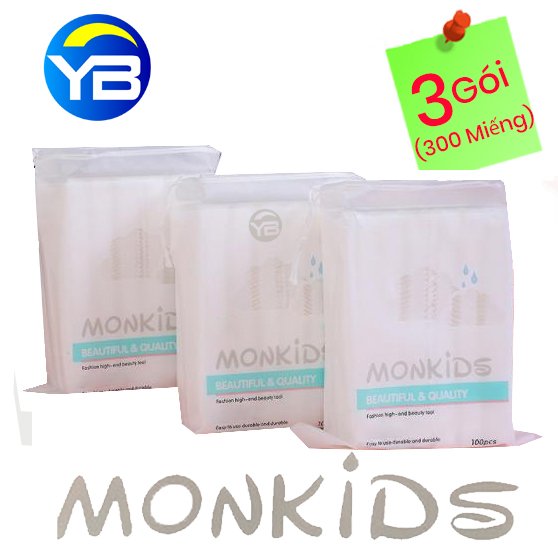 Combo 3 Gói Bông Tẩy Trang Monkids 100% cotton