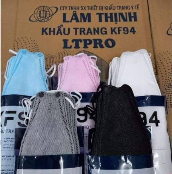 Combo 3 bịch Khẩu Trang KF94 Lâm Thịnh 4 lớp siêu mềm, mịn đeo êm tai ôm sát mặt
