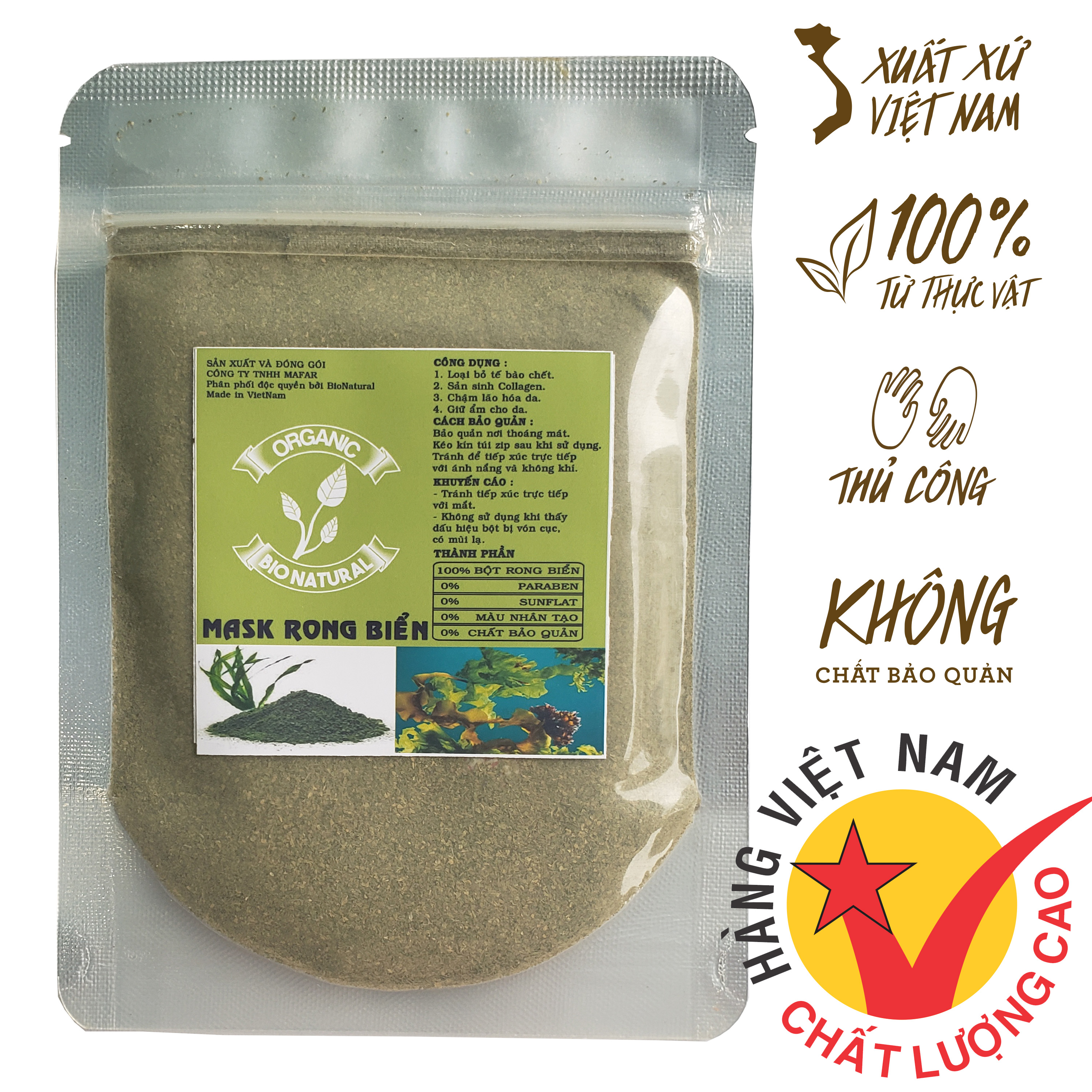 Bột đắp mặt rong biển nguyên chất handmade 50gr