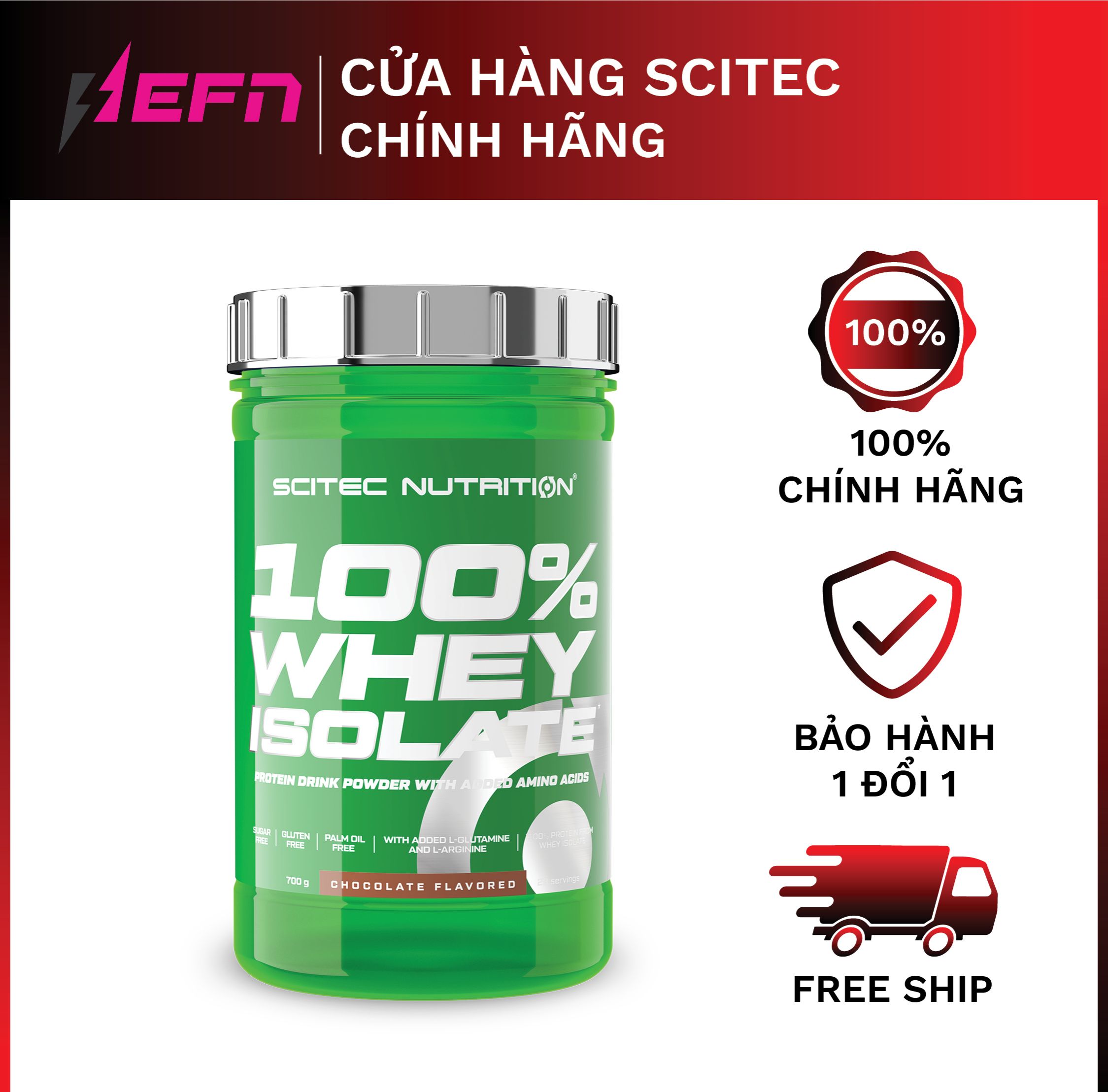 Whey | sữa tăng cơ cho người tập gym tinh khiết - scitec 100% whey protein isolate 700g - chính hãng