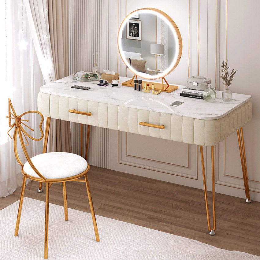 Bàn trang điểm gỗ phong cách Bắc Âu có ngăn kéo 100x40x75cm tặng kèm gương trang điểm, ghế ngồi bàn trang điểm