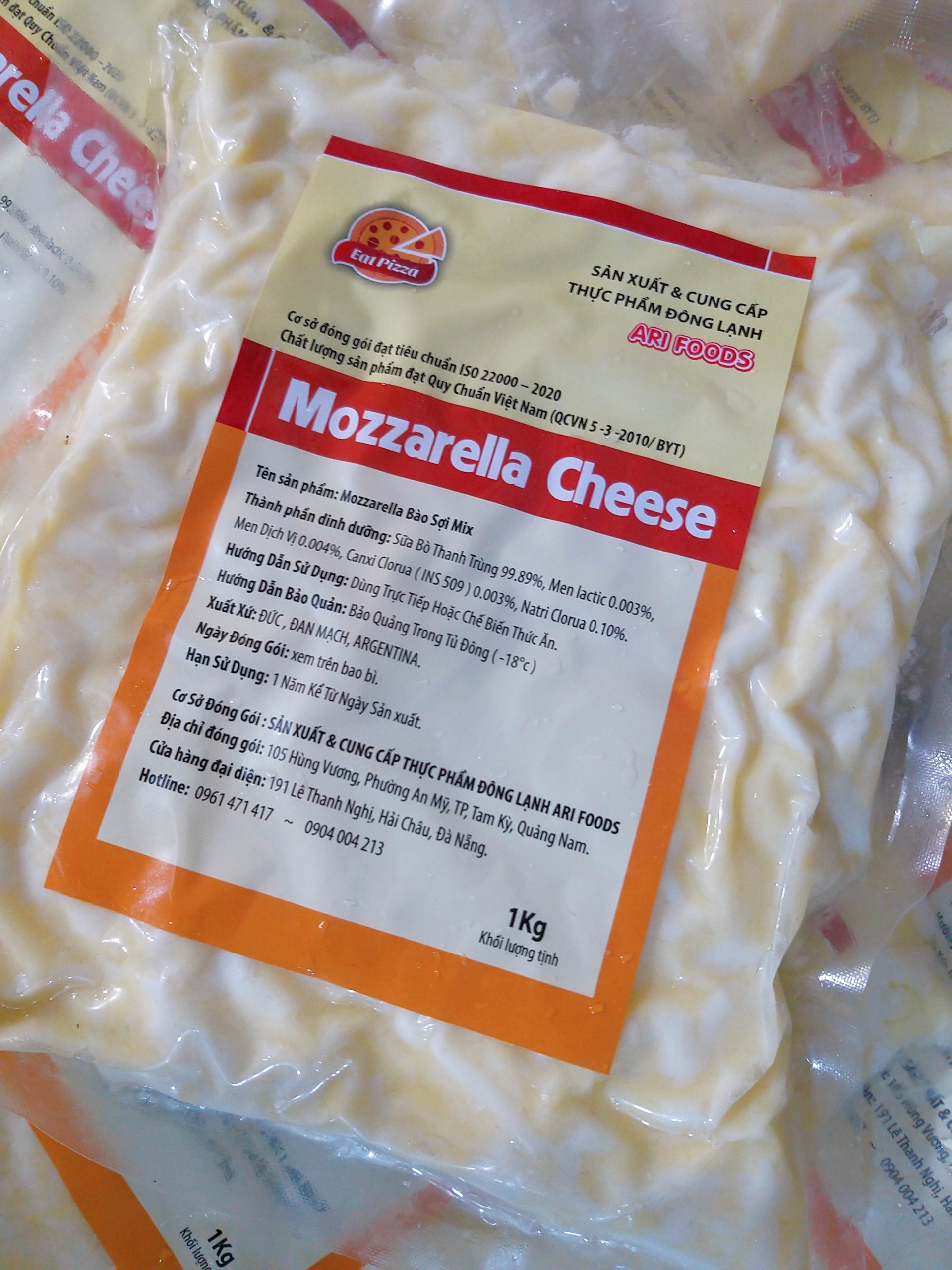 1kg phô mai mozzarella bào sợi sẵn mix úc + đức siêu ngon date 2022