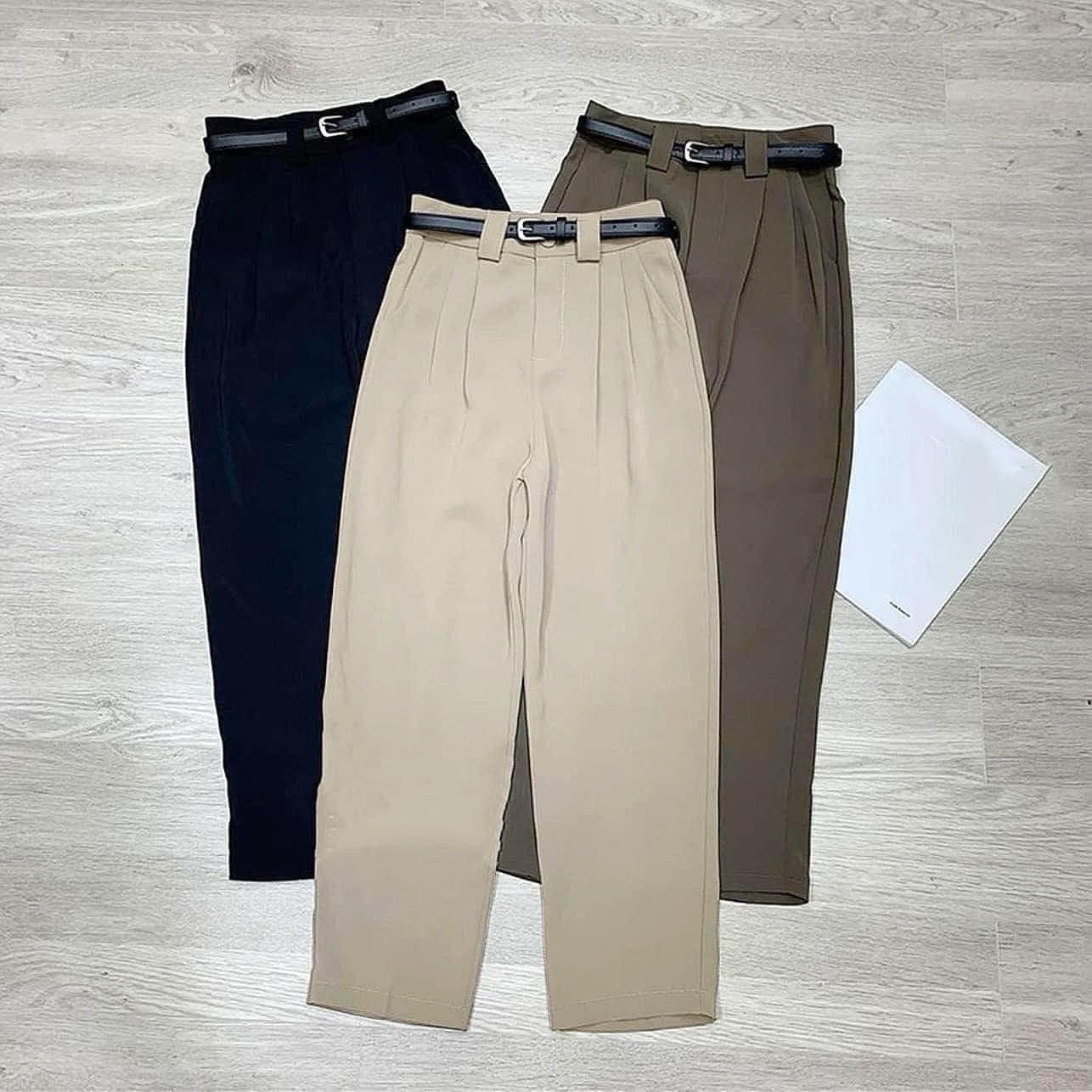 Quần baggy chất vải dày  dặn tôn dáng đẹp size S,M,L,XL (kèm đai)