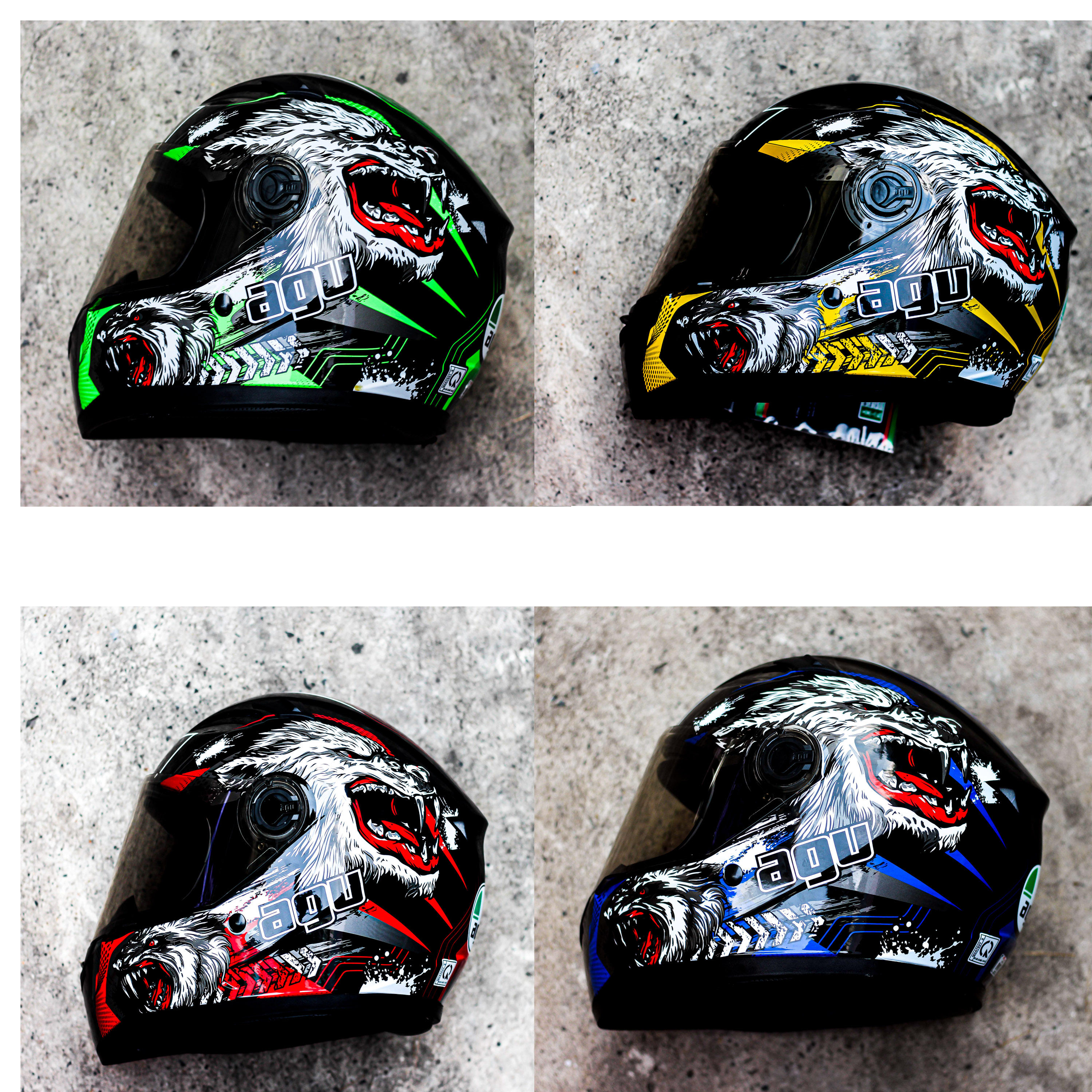 Mũ bảo hiểm AGU Tem Ma Sói + túi đựng nón