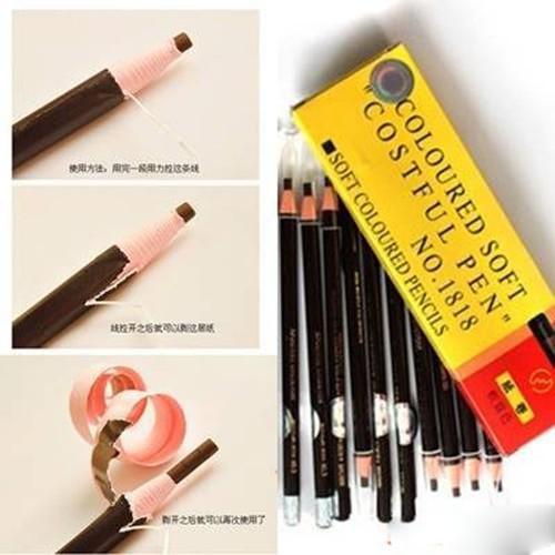 Combo 12 cây chì xé định hình chân mày Cosmetic Art Nhật Bản 6 nâu - 6 đen nâu
