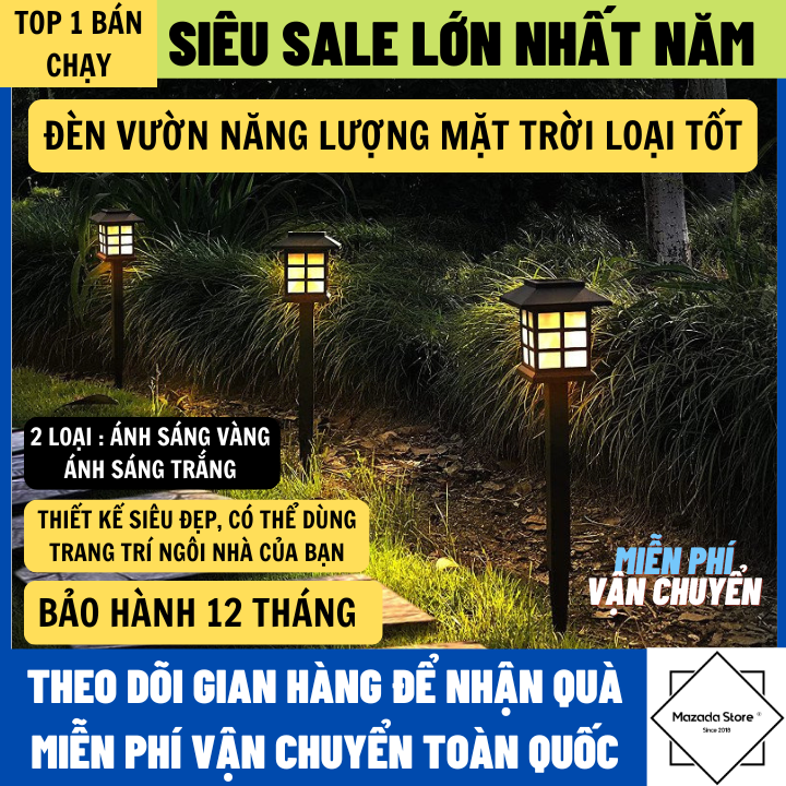 Đèn Vườn Năng Lượng Mặt Trời Cảm Biến Ánh Sáng, Chống Mưa Ngoài Trời Bảo Hành 12 Tháng, đèn năng lượng mắt trời, den năng luong mat troi đèn năng lượng mặt trời tự sáng