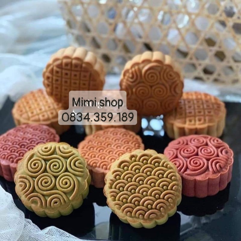 Khuôn trung thu lò xo hình vân mây 6 mặt 125g