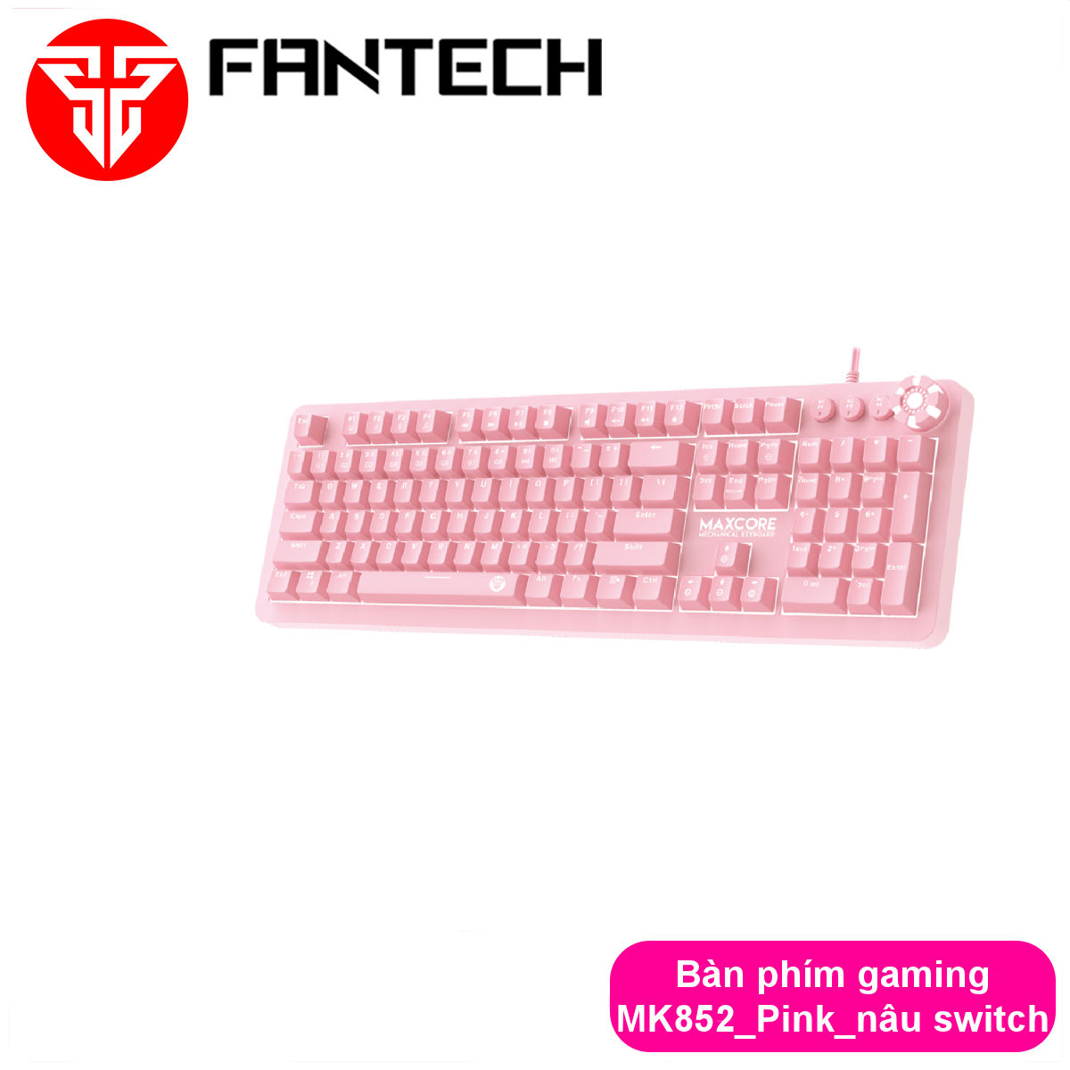 Bàn Phím Cơ Gaming Full-sized Có Dây Fantech MK852 MAXCORE Outemu Blue/Brown Switch LED RGB Gradient Full Anti Ghosting Có Phần Mềm Tùy Chỉnh Riêng Màu Đen/Trắng