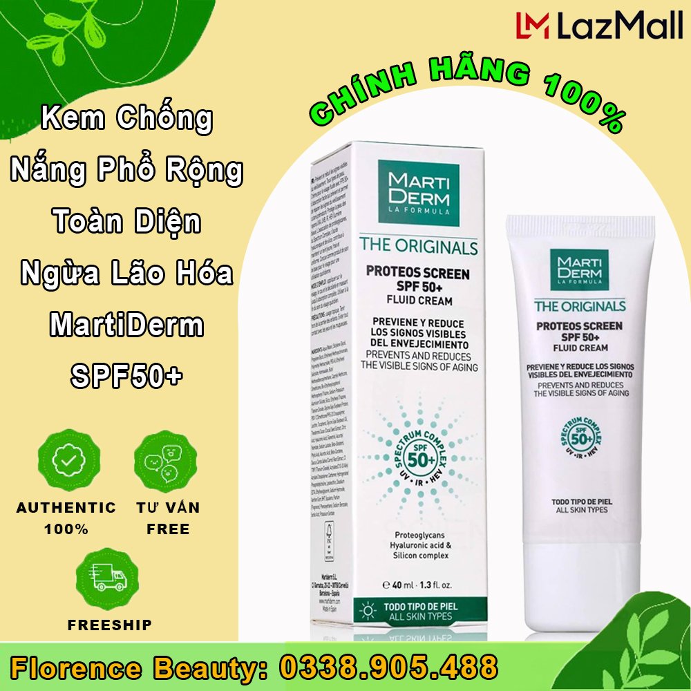 Kem chống nắng phổ rộng Martiderm chống tia UV ánh sáng xanh 40ml