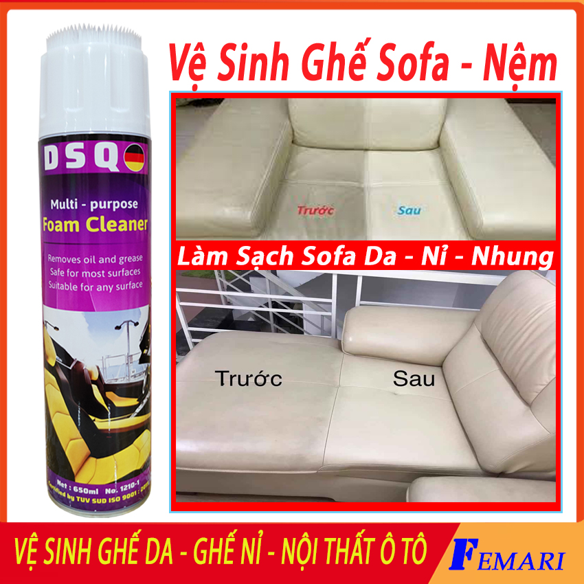[ Siêu Sạch ] Vệ Sinh Nội Thất Ôtô - Vệ Sinh Sofa Da - Làm Sạch Ghế Da - Xịt Trần Nỉ Xe - Tẩy Ghế Sofa - Foam Cleaner FEMARI