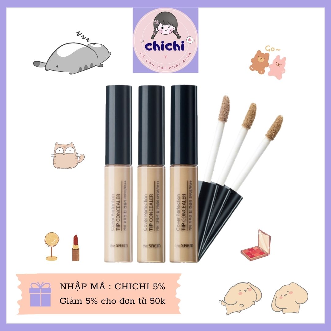 Kem che khuyết điểm the saem - kem che khuyết điểm the seam cover perfection tip concealer spf28 pa++ 6.5g