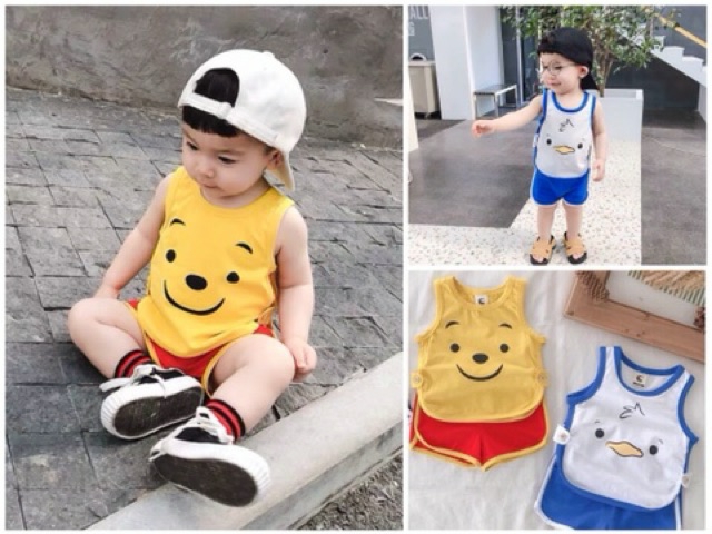Bộ ba lỗ gấu vịt siêu đáng yêu cho bé