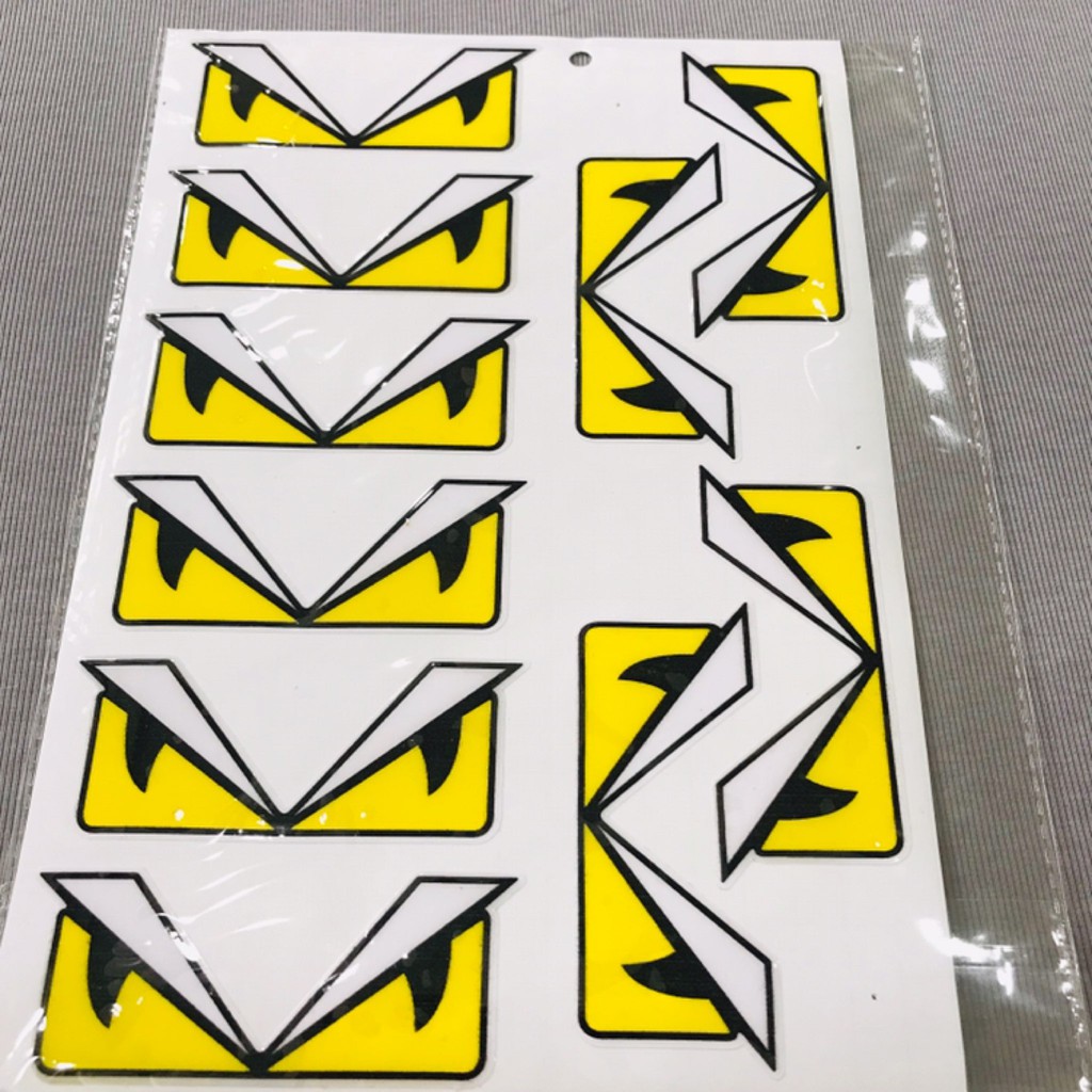 Nguyên Tấm Tem nổi giá sỉ dán xe máy nhiều logo hình mắt cú màu vàng