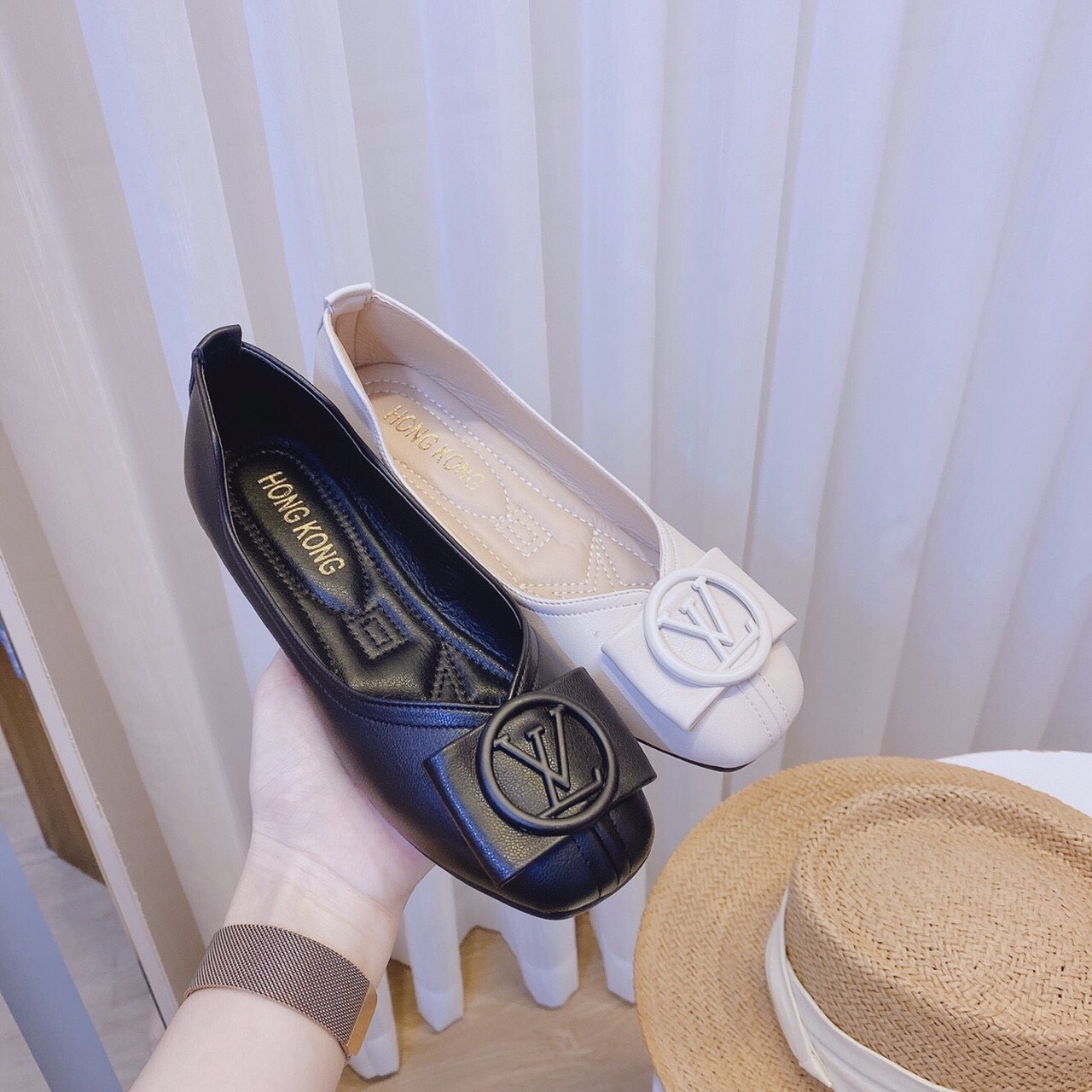 Giày hài bệt  búp bê nữ phối khoá tròn kiểu dáng nhẹ nhàng êm chân