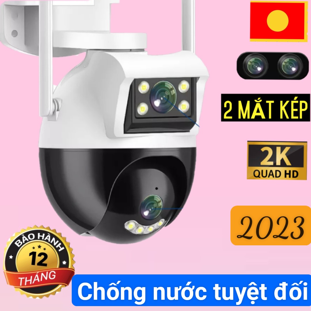 CAMERA YOOSEE 2K CW8 BẢN 2 MẮT KÉP VÀ 1 MẮT SIÊU NÉT ĐỘ PHÂN GIẢI 2K 2304 x 1296 15 LED CHỐNG NƯỚC TUYỆT ĐỐI ĐÀM THOẠI 2 CHIỀU BẢO HÀNH 12 THÁNG