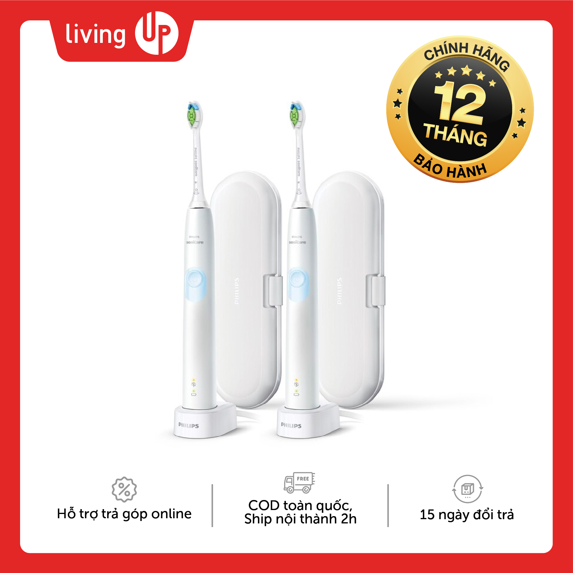 Bàn chải điện Philips Sonicare ProtectiveClean 4300 Combo 2 chiếc