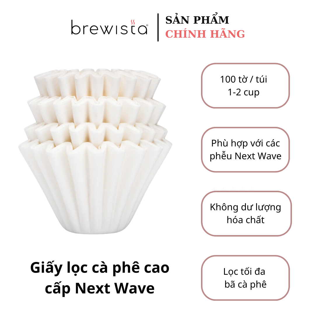 Giấy lọc Cà Phê cao cấp NEXT WAVE Original White Paper Filter for 1~2cups-Economy Pack - Chính hãng Brewista