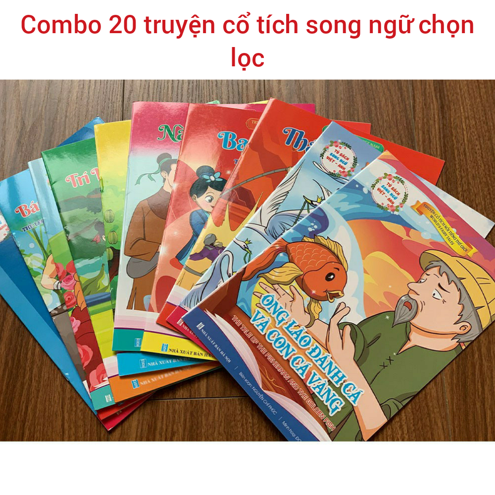 Combo 20 truyên cô tích song ngữ chọn lọc hay nhất cho bé. Truyên me kể bé nghe trước giờ đi ngủ. Quà tặng cho bé phát triển trí tuệ
