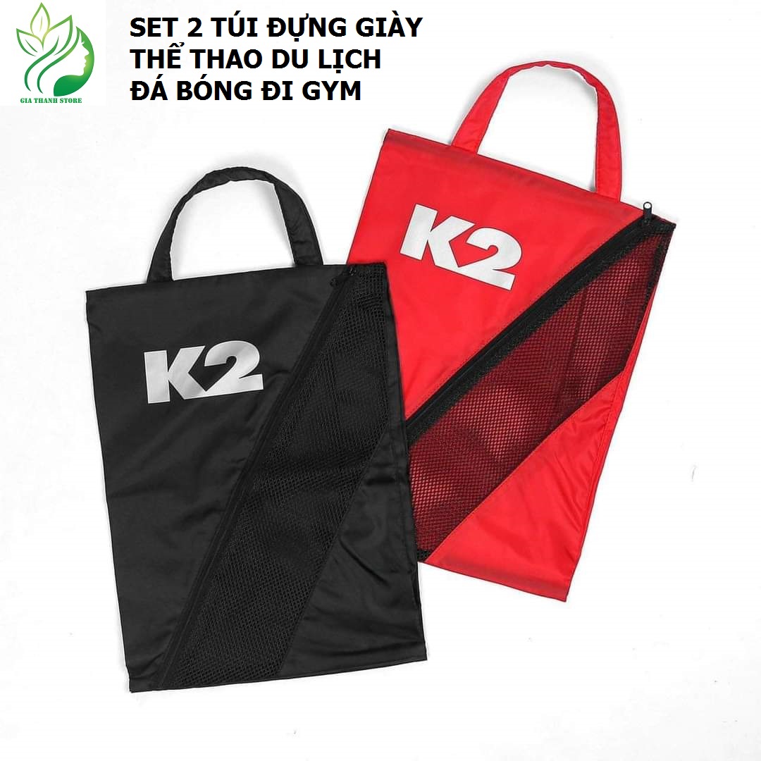 Set 2 Túi đựng giày thể thao K2 Sports shoe bag - Túi để giày du lịch đá bóng đi gym màu đỏ đen ( giao màu ngẫu nhiên ) wholesale Shoe Bag