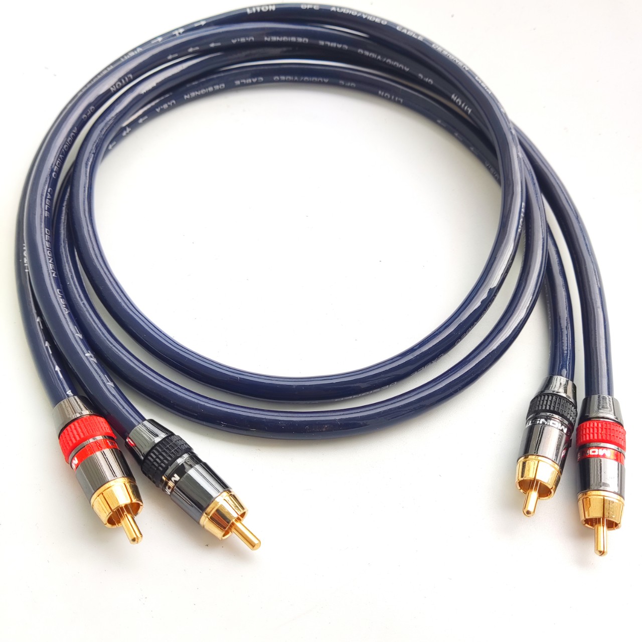 Cặp Dây AV Liton USA 1met Chống nhiễu Xịn, Dây tín hiệu cao cấp, Dây jack 4 đầu hoa sen monster chính hãng - phụ kiện audio