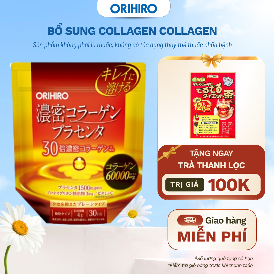  TPBSLĐ Bột Collagen Nhau Thai Heo Orihiro 120g Cung Cấp 60000Mg Collagen - ORIHIRO NHẬT BẢN CHÍNH HÃNG 
