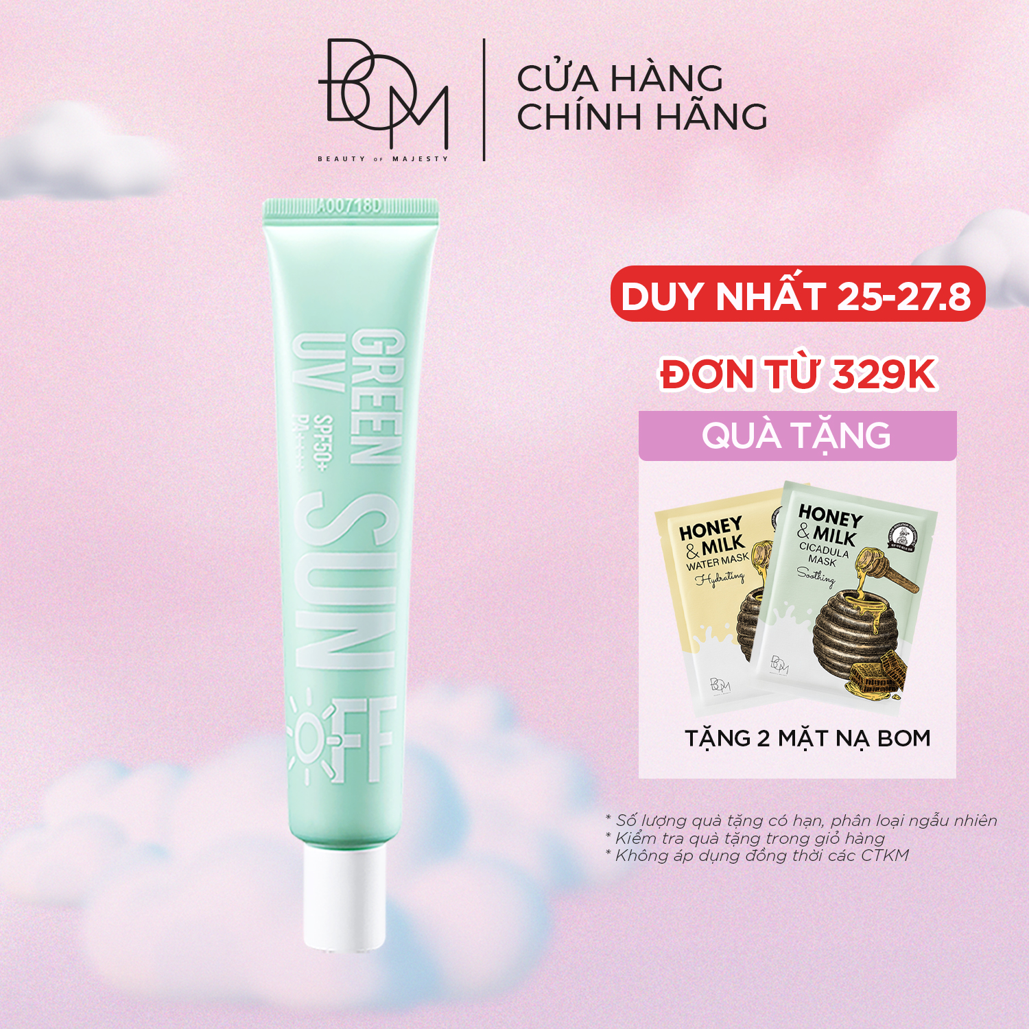Kem chống nắng bom spf50+/pa++++ 50ml green uv sun off 50ml