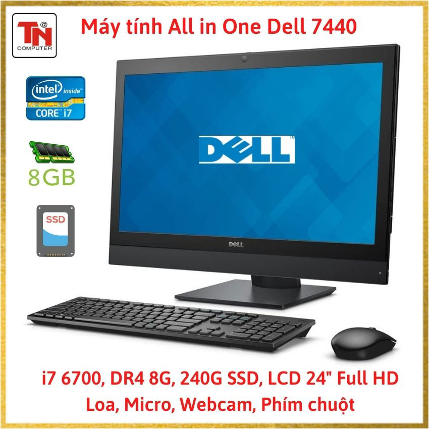 [Máy tính all in one] Dell 7440-i7 6700 8G 240G SSD LCD 24 inch Full HD-Desknote-Nhập khẩu từ NHẬT[vi tinh tin nhan]