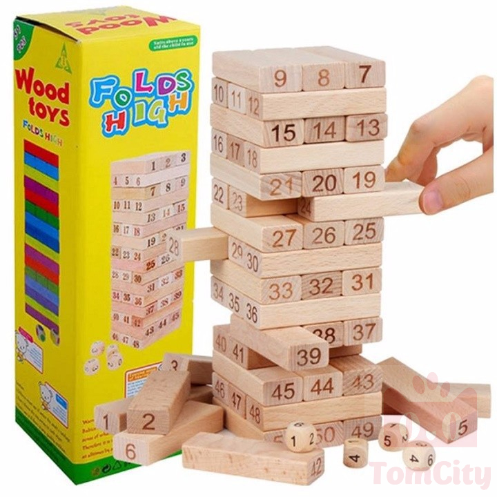 Bộ trò chơi rút gỗ WOOD TOYS (Loại Lớn) kèm xúc xắc - Bộ đồ chơi giải trí kích thích sự sáng tạo cho bé