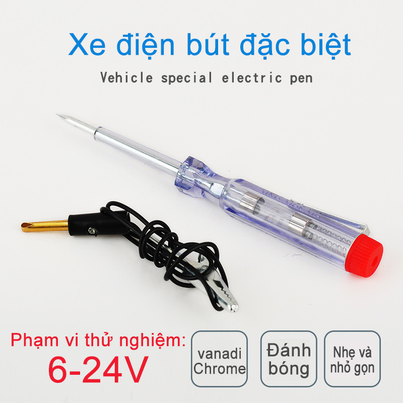 [HCM]Ô Tô Xe máy Tự Động Mạch Máy 6/12/24 v LED Đo Kiểm Tra Vôn Kế Bút Ánh Sáng-quốc tế