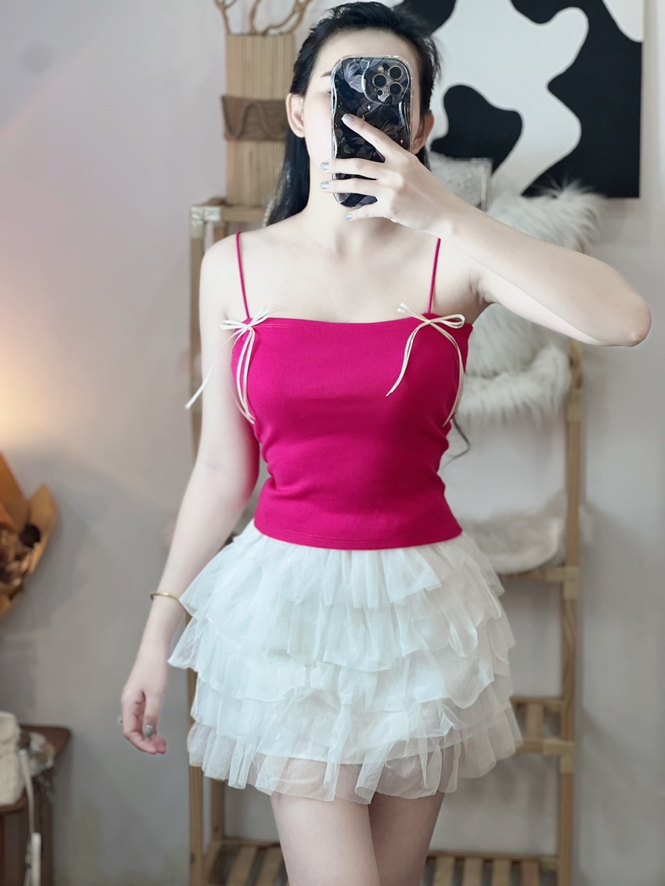 [Video nét căng] Áo 2 dây nữ croptop đính nơ hai bên vải thun borip siêu sexy trẻ trung hàng mới về TU