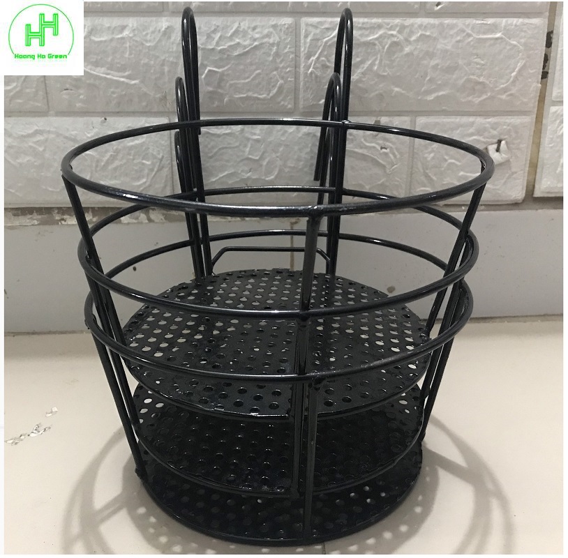 ComBo 3 GIỎ SẮT Treo Chậu Hoa Ban Công Hình Tròn - Màu Đen