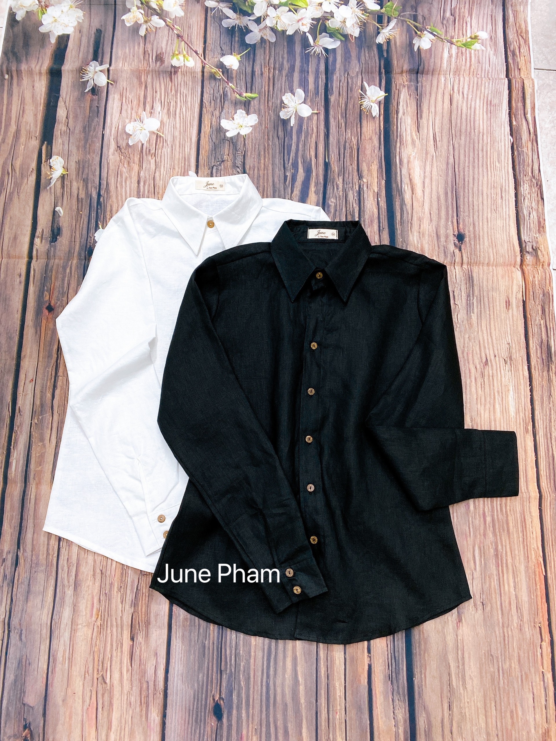 - áo sơ mi nữ linen tưng premium tay dài. 15 màu. a04