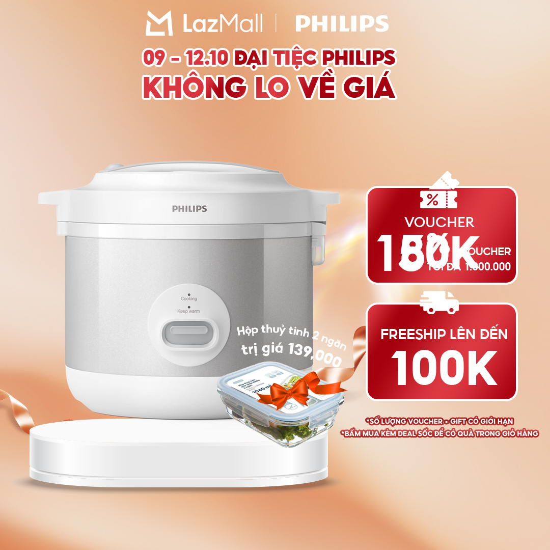 Nồi Cơm Điện Philips Dòng 1000 Series Philips HD3008/30 - Hàng Phân Phối Chính Hãng