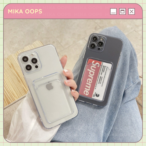Ốp lưng iPhone TPU Trong Suốt Có Ngăn Đựng Thẻ cho iPhone 13 12 Mini Pro Max 11 Pro Max Xr Xs Max 7 8 Plus – MIKA OOPS
